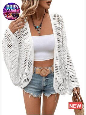 Oversized Crochet Knit Beach Cover Up Cardigan Summer Sweater